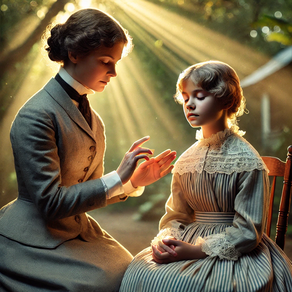 Helen Keller with her teacher